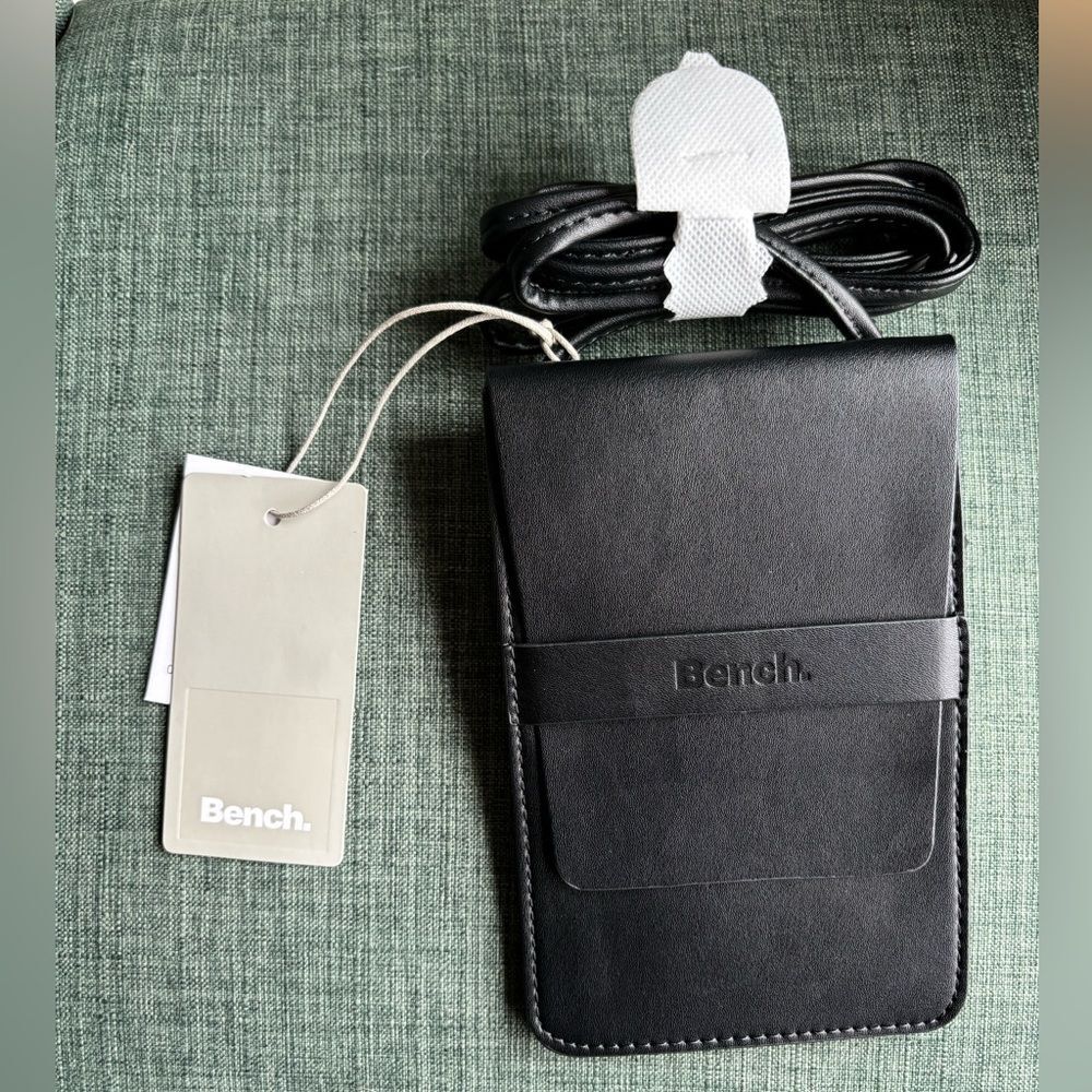 Bench black cell phone holder crossbody leather - NWT!